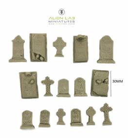 GRAVESTONES - D&D Wargaming Terrain, Scatter Scenery for Tabletop RPGs, Dungeons and Dragons Miniatures, Terrain Accessories