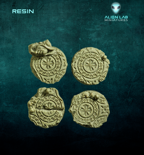 Ancient ruins 32mm Round Bases for Miniature Gaming - Ideal for RPG and Fantasy Tabletop Gaming	