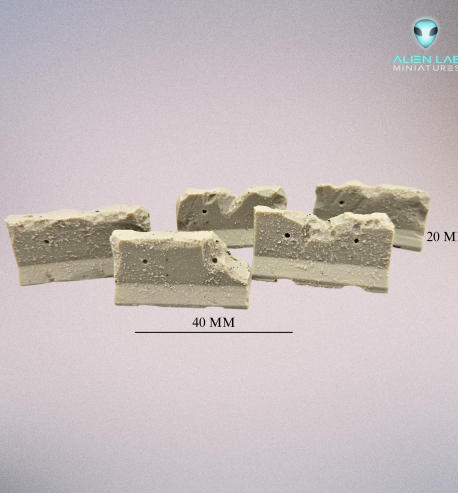 Concrete barriers damaged 28mm Scatter Terrain for Wargaming, RPG Miniatures, Fantasy Dioramas, Tabletop Accessories